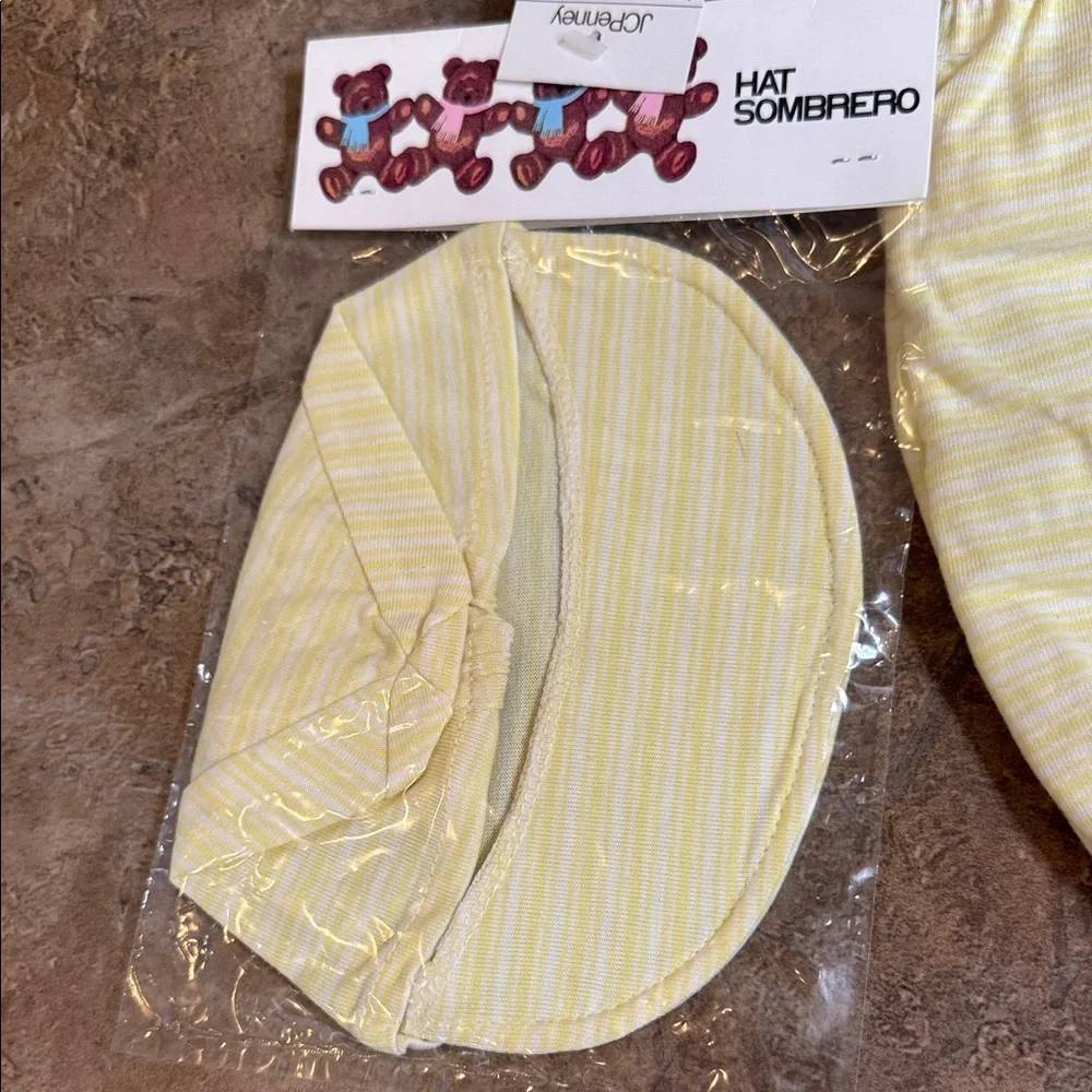 Vintage Yellow Baby Romper & Hat Set